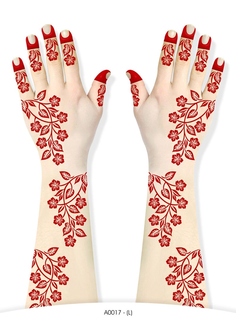 Generic - Majarat henna sticker. (Henna stencil / Tattoo sticker / Self adhesive henna sticker) Arabic henna design sticker for two hands, Size: Large (for Adults) – A0017 - Image 1