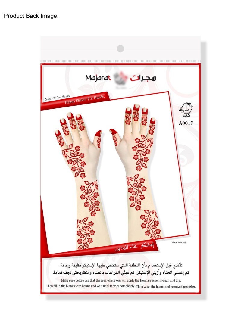 Generic - Majarat henna sticker. (Henna stencil / Tattoo sticker / Self adhesive henna sticker) Arabic henna design sticker for two hands, Size: Large (for Adults) – A0017 - Image 1