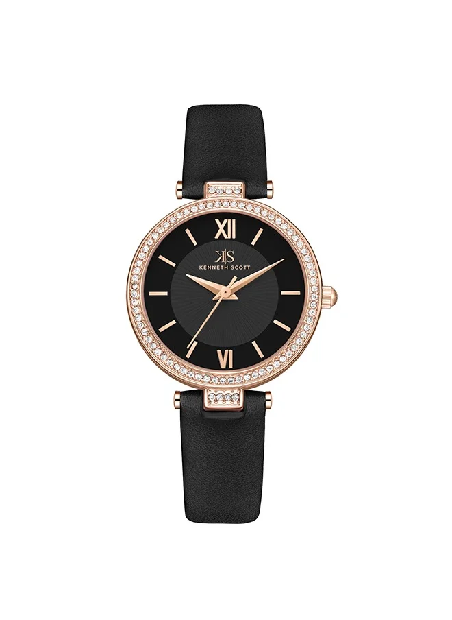 كينيث سكوت Kenneth Scott K23539-RLBB Women Analog Display Watch & Polyurethane Strap Black