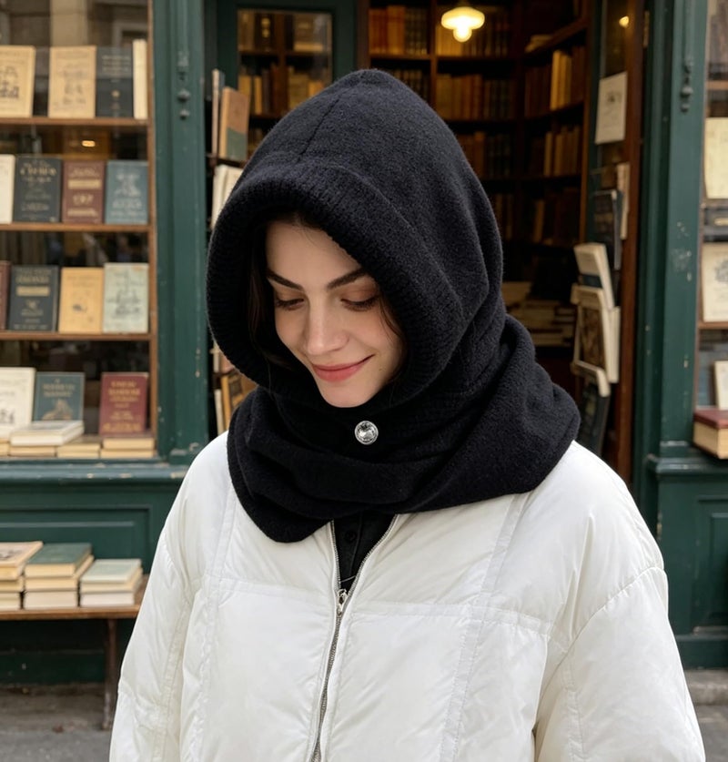 Upbull مجموعة أغطية الرأس والأوشحة من Upbull Fuzzy Balaclava للنساء، تجمع بين غطاء الرأس والوشاح في منتج واحد، مناسبة لفصل الشتاء. - Image 4
