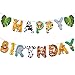 Ysqool Safari Animals Happy Birthday Banner Jungle Party Sign Decorations Wild One Animal Themed Bunting for Jungle Safari Birthday Party Zoo Animal Garland for Boys Girls Baby Shower - Image 3