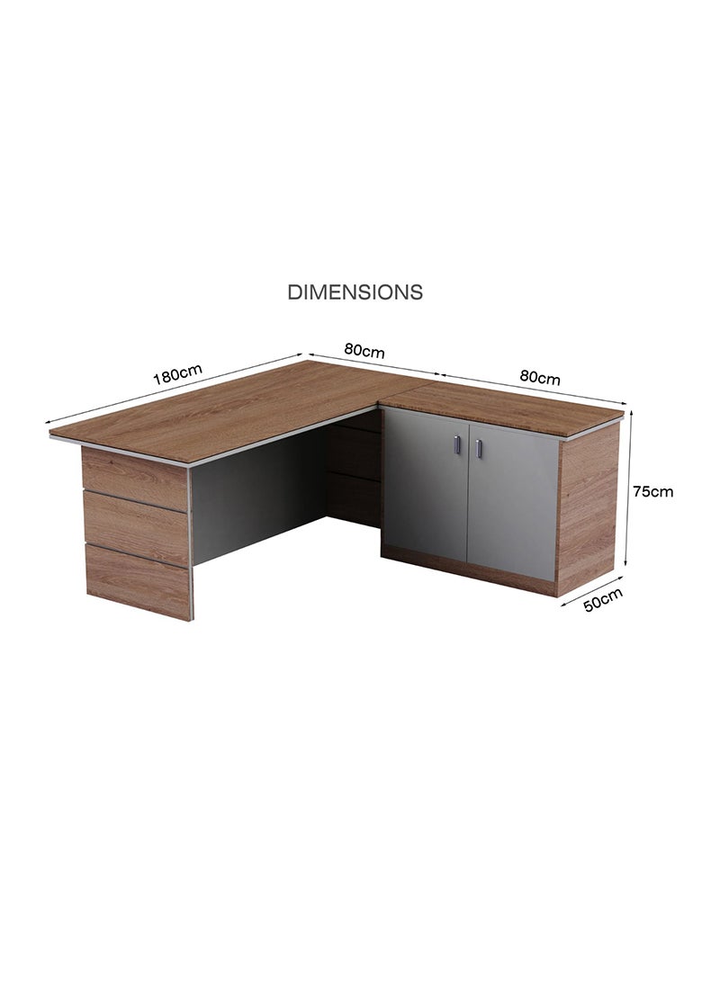 Mahmayi Truffle Davos Oak-Dust Grey ED-2 Executive Desk 180 cm