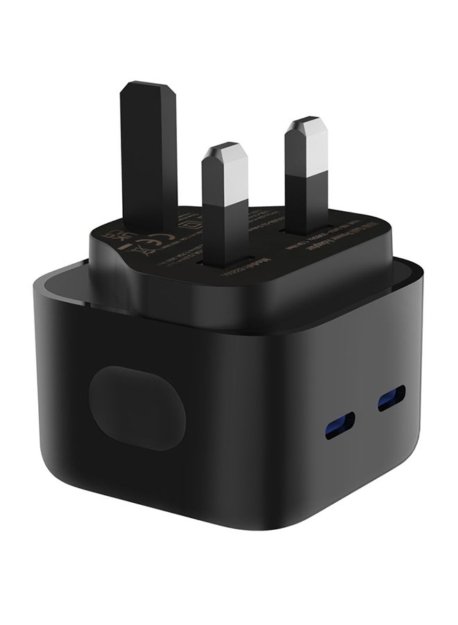 فينسوك ٣٥ واط محول شاحن USB C مزدوج PD GaN مع واجهتين يو إس بي متوافق مع ماكبوك إير / آيفون ١٤ / ١٤ بلس / ١٤ برو / ١٤ برو ماكس / ١٣ برو / ١٣ برو ماكس / ١٣ / ١٢ / ١١ أسود. - Image 1