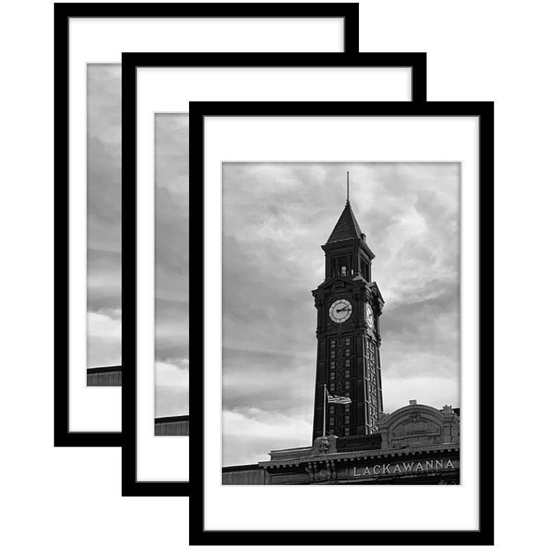 Wiscet 20x30 Picture Frame Set of 3 Display Pictures 18x24 with Mat or 20 x 30 Poster Frame Without Mat Wall Gallery Photo Frames Black