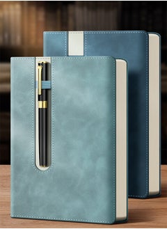 LEFAFA B5 Work Notebook 200 Pages High-End Notepad, Hardcover Notebook, Built-In Pen Holder, Leather Cover, Suitable for Business Office Meeting Study Record Book (Without Pen)  - Image 1