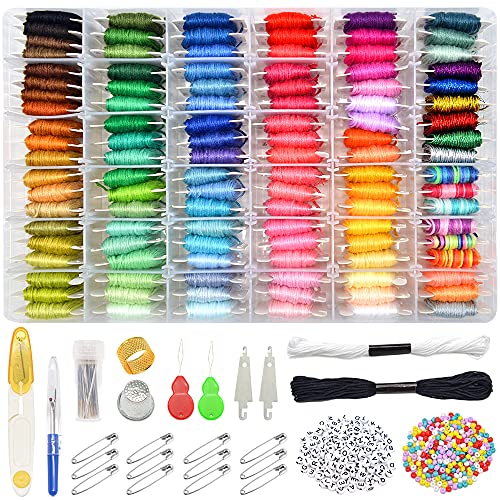BNK 962Pcs Friendship Bracelet String Kits with Storage Box, 110 Colors Embroidery Thread and 800 Beads,52Pcs Cross Stitch Tools-Labeled with Numbers for Bobbins,Great Production Gift. - Image 1