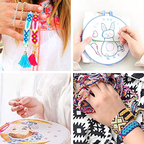 BNK 962Pcs Friendship Bracelet String Kits with Storage Box, 110 Colors Embroidery Thread and 800 Beads,52Pcs Cross Stitch Tools-Labeled with Numbers for Bobbins,Great Production Gift. - Image 5