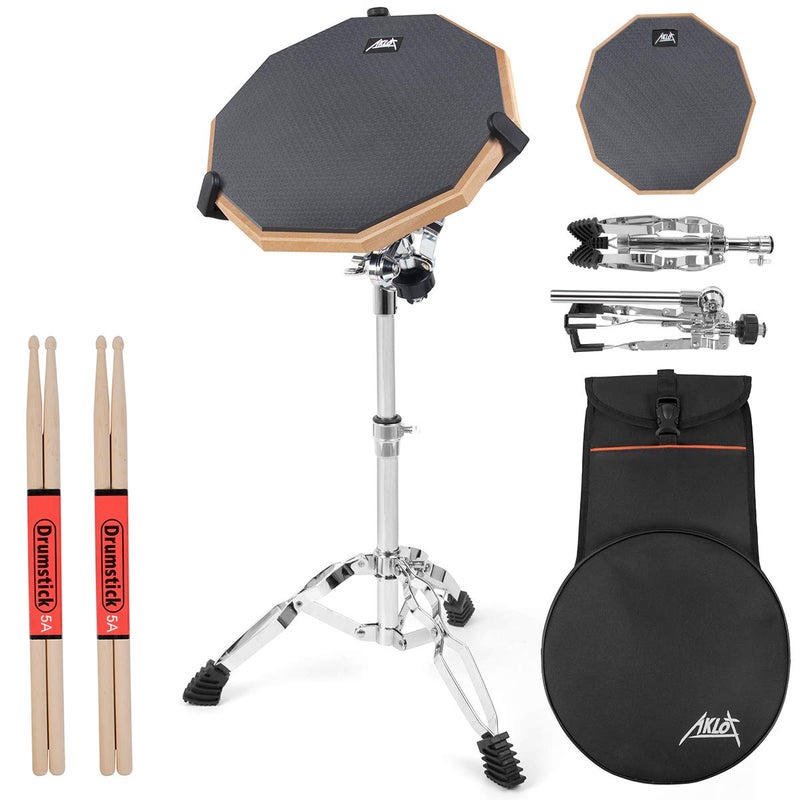 Horse Drum Practice Pad 12 Inch Silicone Double Sided Silent Practice Pad Kit Set Mat Drums Dampeners Gel Adjustable Height 2331 inches for Adult Kids with Snare Drum Stand Drumsticks and Carrying Bag - Image 2