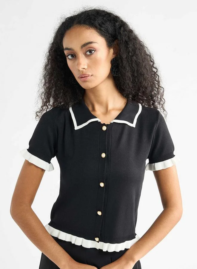 Splash FAV Solid Shirt with Contrast Detail