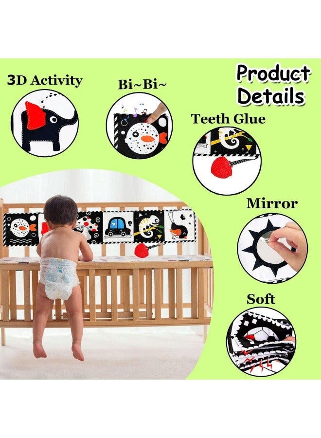 NIBEMINENT High Contrast Baby Toys For Newborn： Black And White Baby Toys Book 0-3 Months - Tummy Time Mirror For Infant 6 7 8 9 10 11 12 Months Developmental Toys Montessori Sensory Toys Baby Girls Boys Gift - Image 5