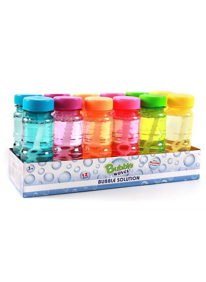 Novelinks Big Bubble Bottle 12 Pack 4Oz Blow Bubbles Solution Novelty Summer Toy Activity Party Favor Assorted Colors Set  - Image 1