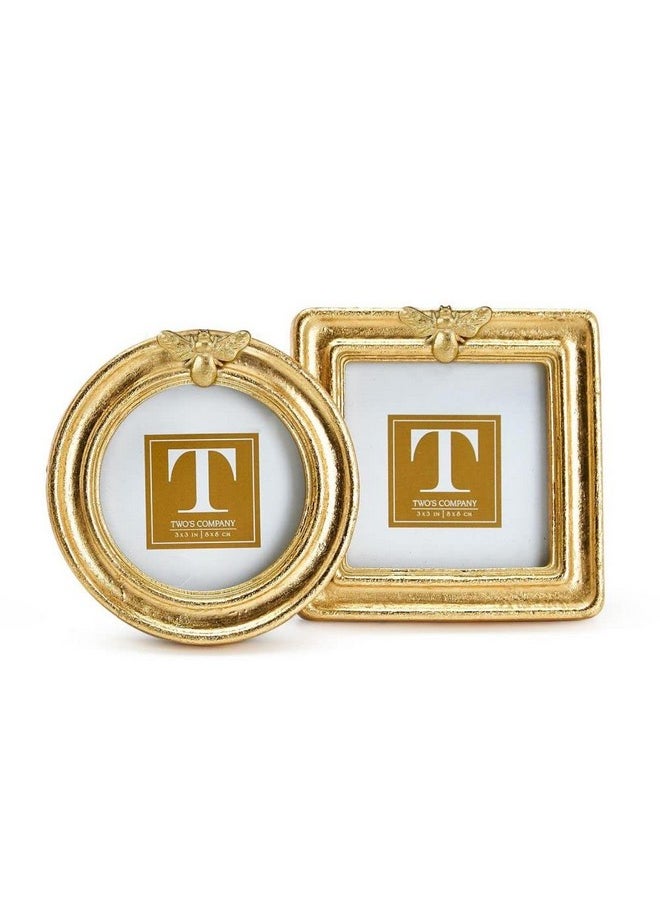 Two's Company Two's Company Golden Bee Set of 4 Gold Leaf Finish Photo Frames with 4 Styles  - Image 3