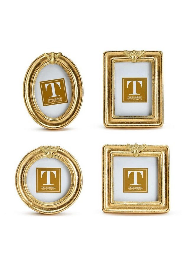 Two's Company Two's Company Golden Bee Set of 4 Gold Leaf Finish Photo Frames with 4 Styles  - Image 1