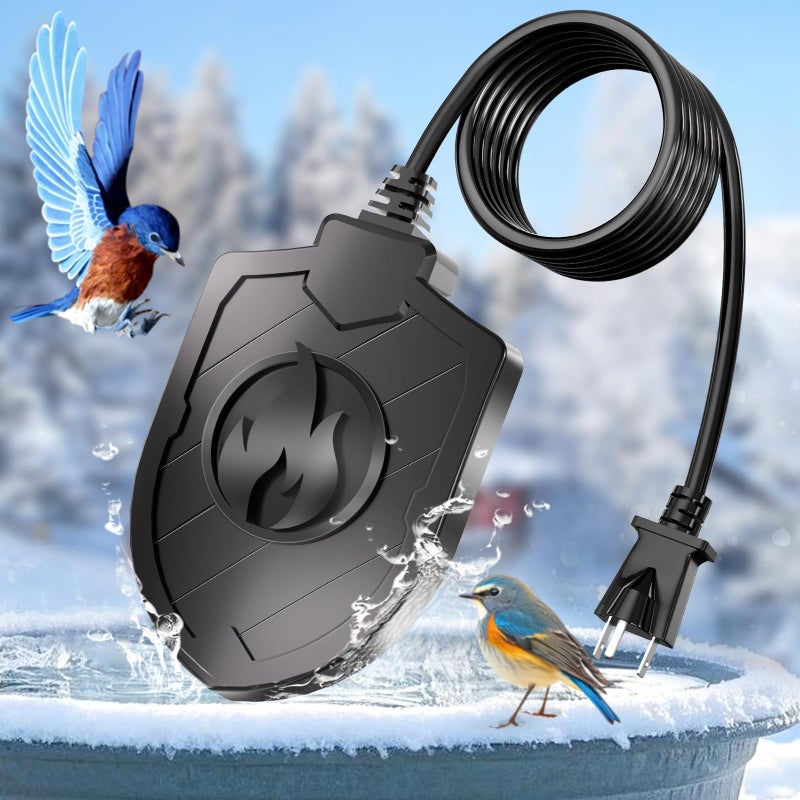 Jvgoo 100W Bird Bath Heater, Birdbath Heaters for Outdoor Bird Bath Water Heater in Winter Submersible Thermostat Control, Heated Bird Bath Deicer for Outside Bird Chicken Poultry Livestock (Black) - Image 1