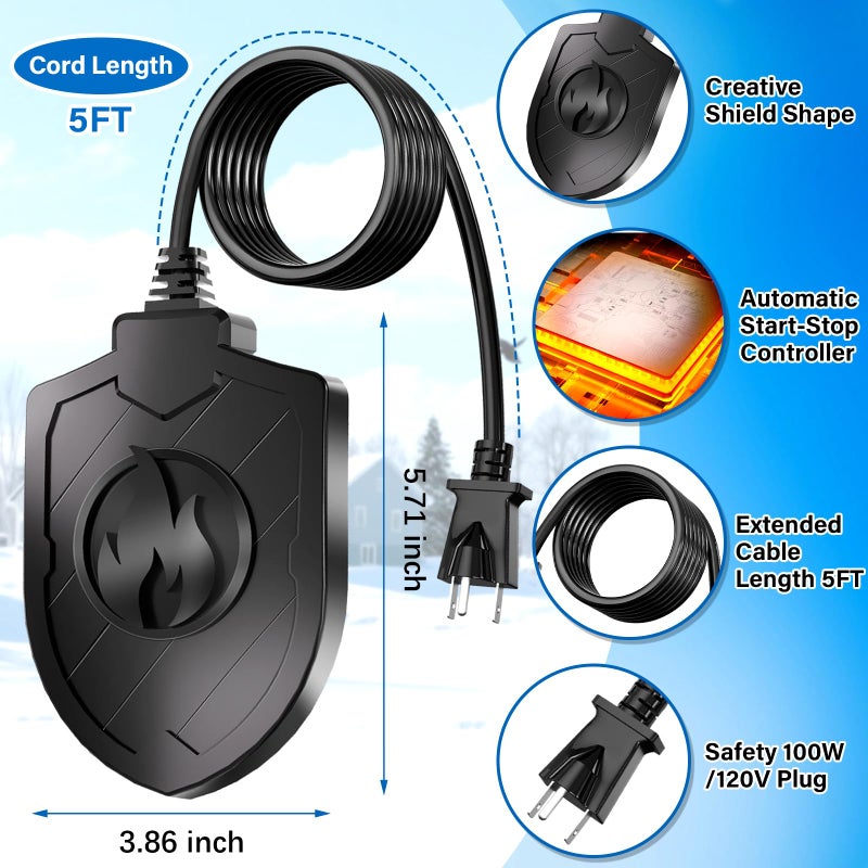 Jvgoo 100W Bird Bath Heater, Birdbath Heaters for Outdoor Bird Bath Water Heater in Winter Submersible Thermostat Control, Heated Bird Bath Deicer for Outside Bird Chicken Poultry Livestock (Black) - Image 4
