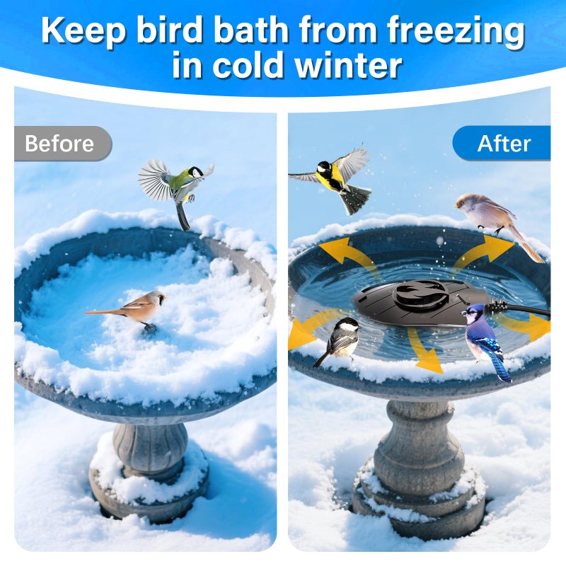 Jvgoo 100W Bird Bath Heater, Birdbath Heaters for Outdoor Bird Bath Water Heater in Winter Submersible Thermostat Control, Heated Bird Bath Deicer for Outside Bird Chicken Poultry Livestock (Black) - Image 5