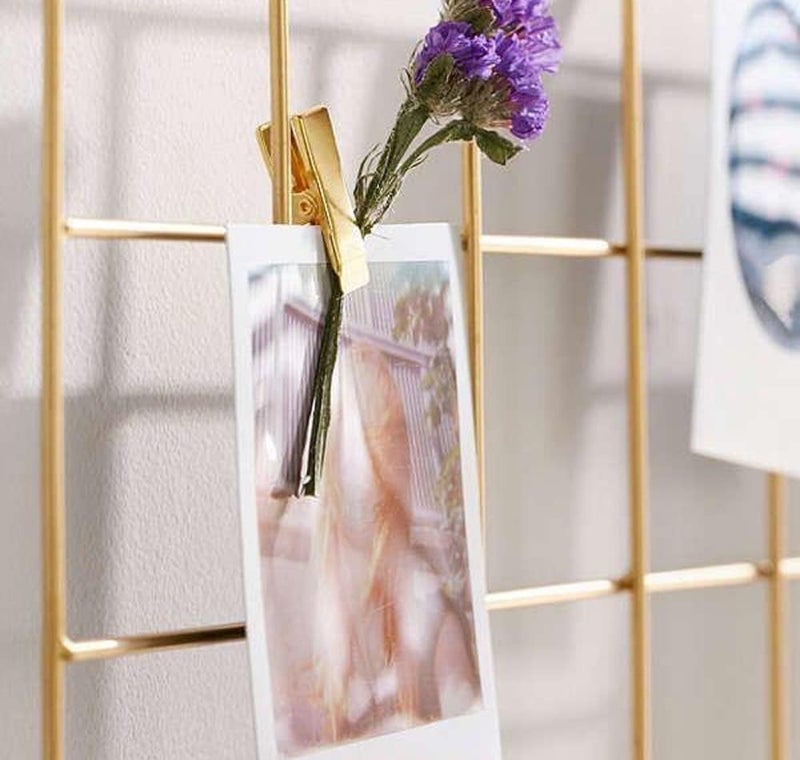 CreativeBuzz Steel Grid Photo Frame for Wall - DIY Mesh Wire Frame of Metal Hanging Aesthetic Moments Wall Décor for Home Living Room (Gold) - Image 2