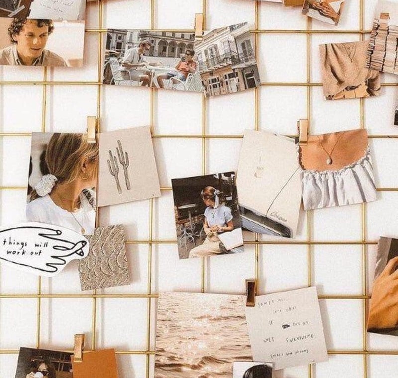 CreativeBuzz Steel Grid Photo Frame for Wall - DIY Mesh Wire Frame of Metal Hanging Aesthetic Moments Wall Décor for Home Living Room (Gold) - Image 3