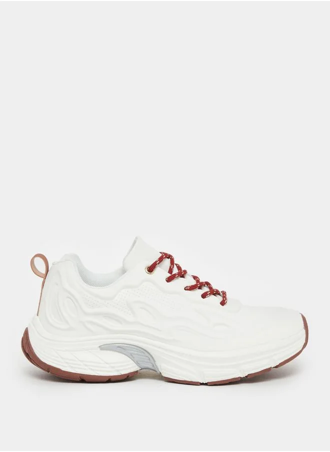 Styli White Patterned Lace Sneakers