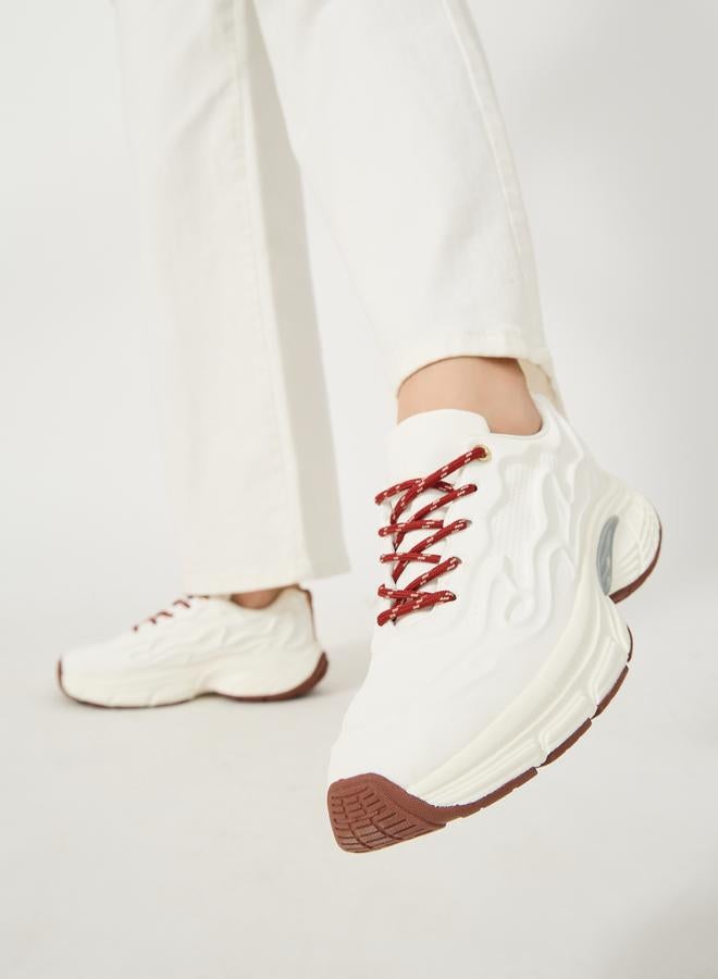 Styli White Patterned Lace Sneakers  - Image 1
