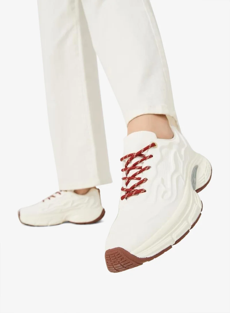 Styli Active White Patterned Lace Sneakers