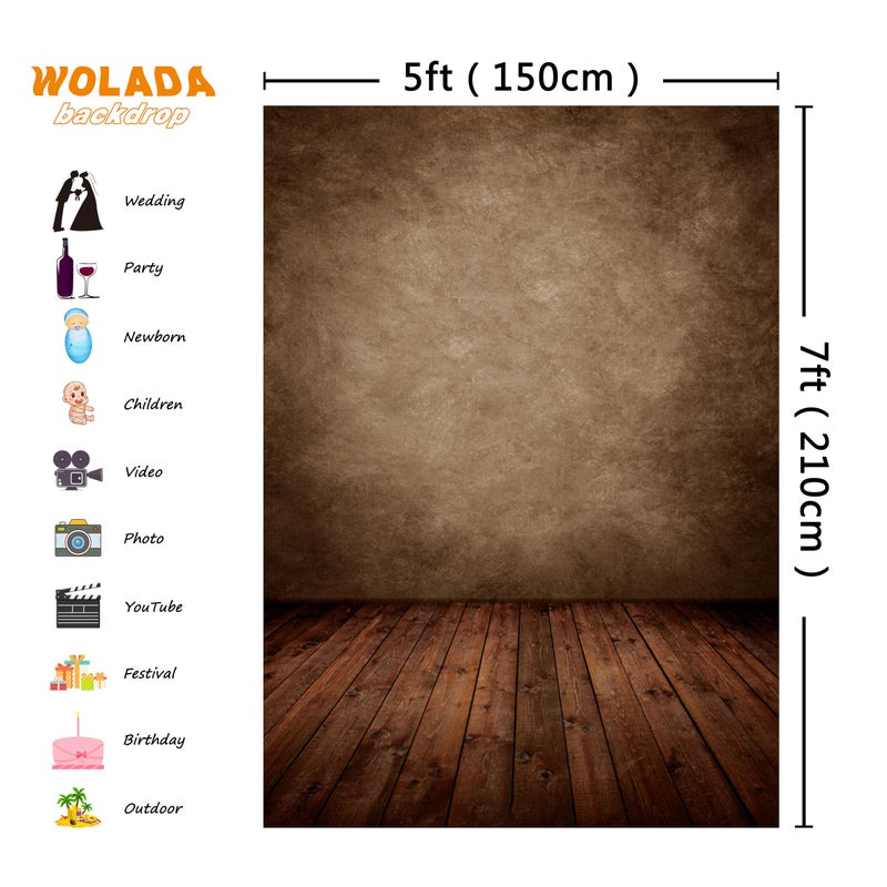 WOLADA Brown Backdrop Newborn Photography Backdrops Vintage Portrait Abstract Back Drop Photo Studio Prop 5x7FT 10702 - Image 5