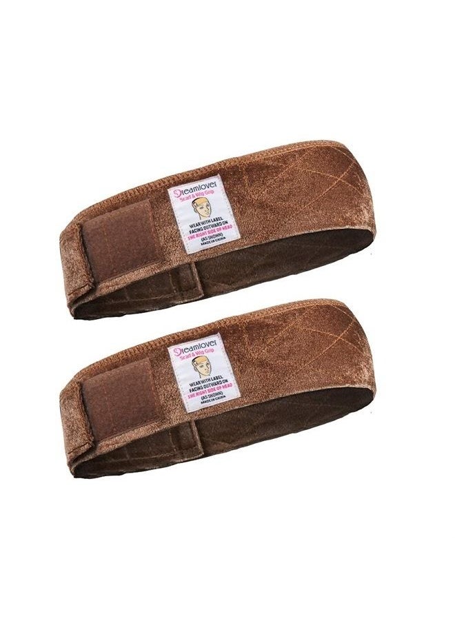 Dreamlover Wig Grip Headband, Velvet Wig Grip, Brown Wig Grip Band, 2 Pieces  - Image 1