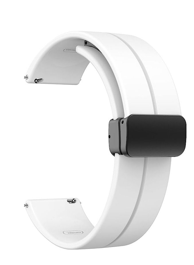 22mm Silicone Strap With Magnetic Folding Buckle For Samsung Gear S3 Watch 46mm -White - Image 1