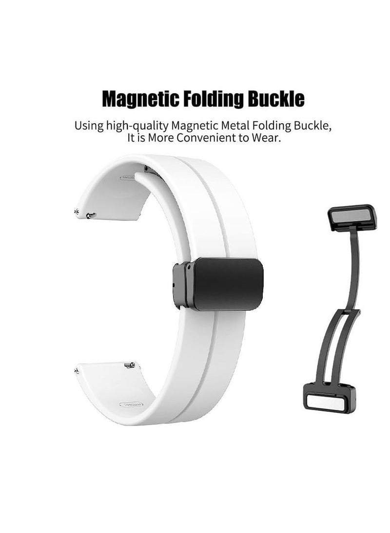 22mm Silicone Strap With Magnetic Folding Buckle For Samsung Gear S3 Watch 46mm -White - Image 2
