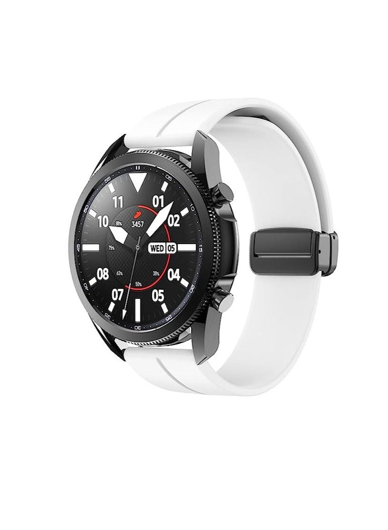 22mm Silicone Strap With Magnetic Folding Buckle For Samsung Gear S3 Watch 46mm -White - Image 4
