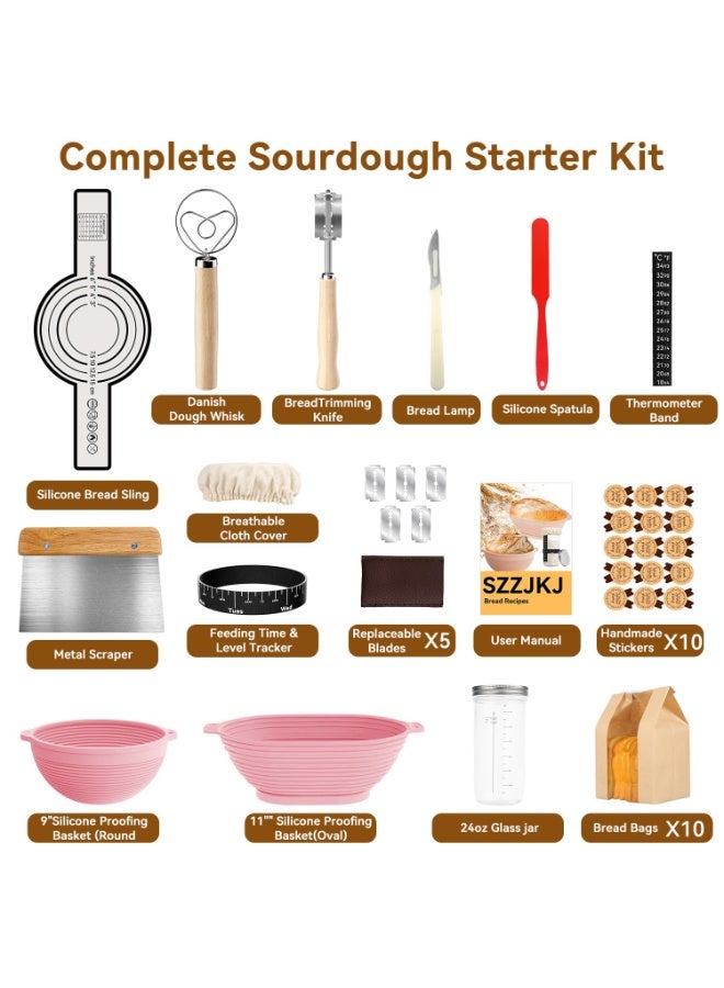 WALALLA Sourdough Starter Kit, 24PCS Bread Baking Supplies, Silicone Banneton Bread Proofing Basket Set of 2, Sourdough Starter Kit Beginners with 10pcs Bread Bags for Baking LoversSourdough Starter Kit, 24PCS Bread Baking Supplies, Silicone Banneton Bread Proofing Basket Set of 2, Sourdough Starter Kit Beginners with 10pcs Bread Bags for Baking Lovers - Image 4