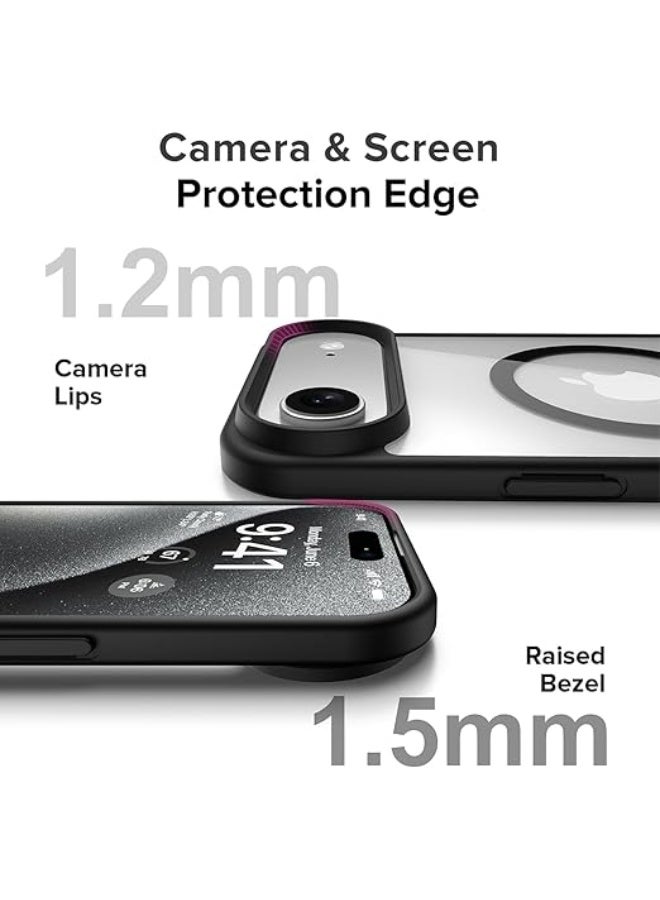 Magnetic Case for iPhone 17 Pro Max 6.9-Inch Compatible with MagSafe, Shockproof Phone Bumper Cover, Solid Color Matte TPU Frame, Anti-Scratch Clear Back (Black) - Image 5