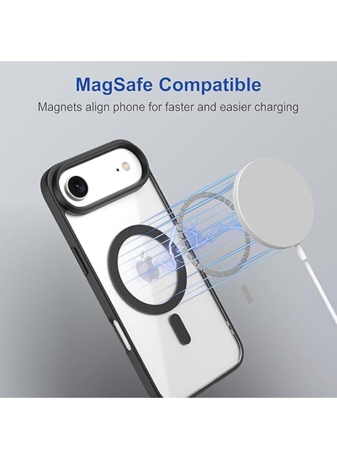 Magnetic Case for iPhone 17 Pro Max 6.9-Inch Compatible with MagSafe, Shockproof Phone Bumper Cover, Solid Color Matte TPU Frame, Anti-Scratch Clear Back (Black) - Image 4