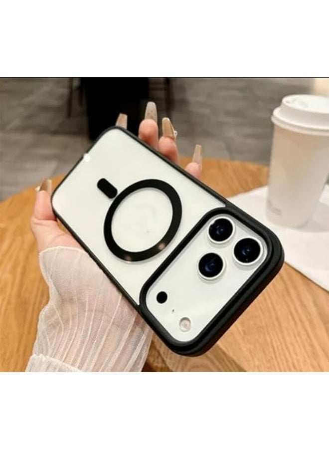 Magnetic Case for iPhone 17 Pro Max 6.9-Inch Compatible with MagSafe, Shockproof Phone Bumper Cover, Solid Color Matte TPU Frame, Anti-Scratch Clear Back (Black) - Image 3