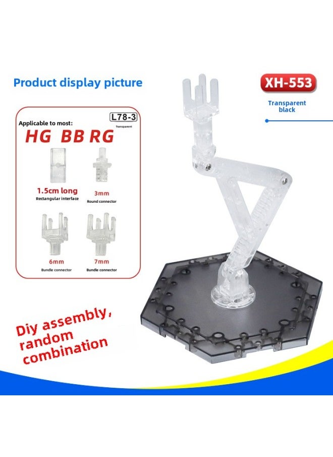 1/144HG RG BB Hand-made Gundam Model Doll Assembled Bracket Display Platform Base Support Frame-Color:XH-553: Bracket Transparent Black  - Image 1