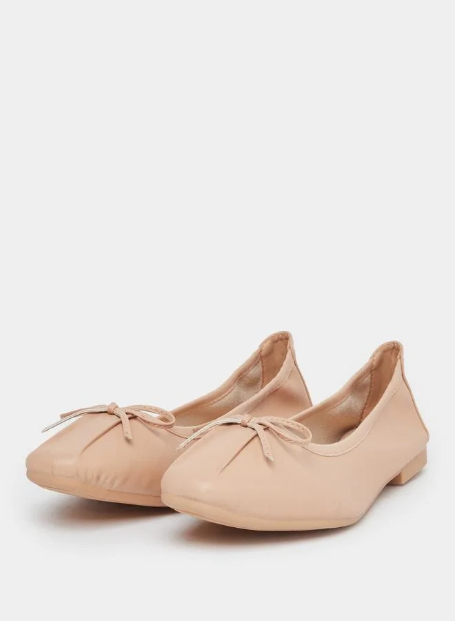 Styli Styli Nude Bow Trim Ballerinas