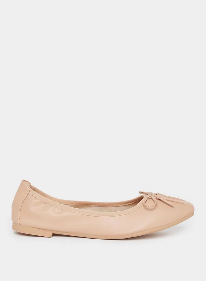 Styli Styli Nude Bow Trim Ballerinas