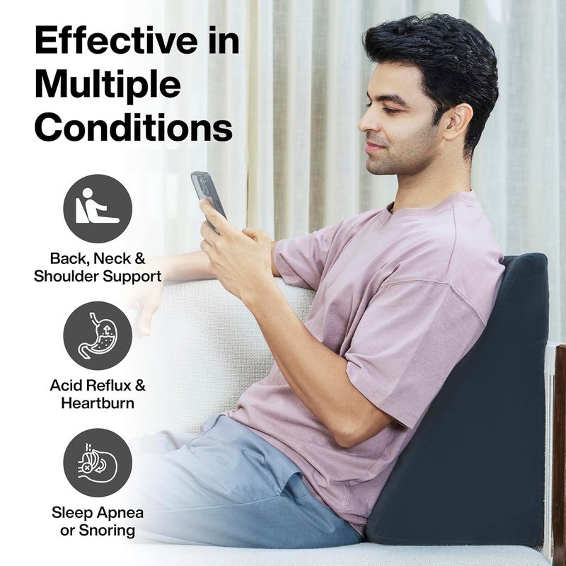 FOverA FOVERA Wedge Cushion 2 Years Warranty Wedge Pillows for Bed Orthopedic Memory Foam Back Support for Bed for Acid Reflux Snoring GERD Leg Elevation Dark Grey 18L x 175W x 11H Inch  - Image 2