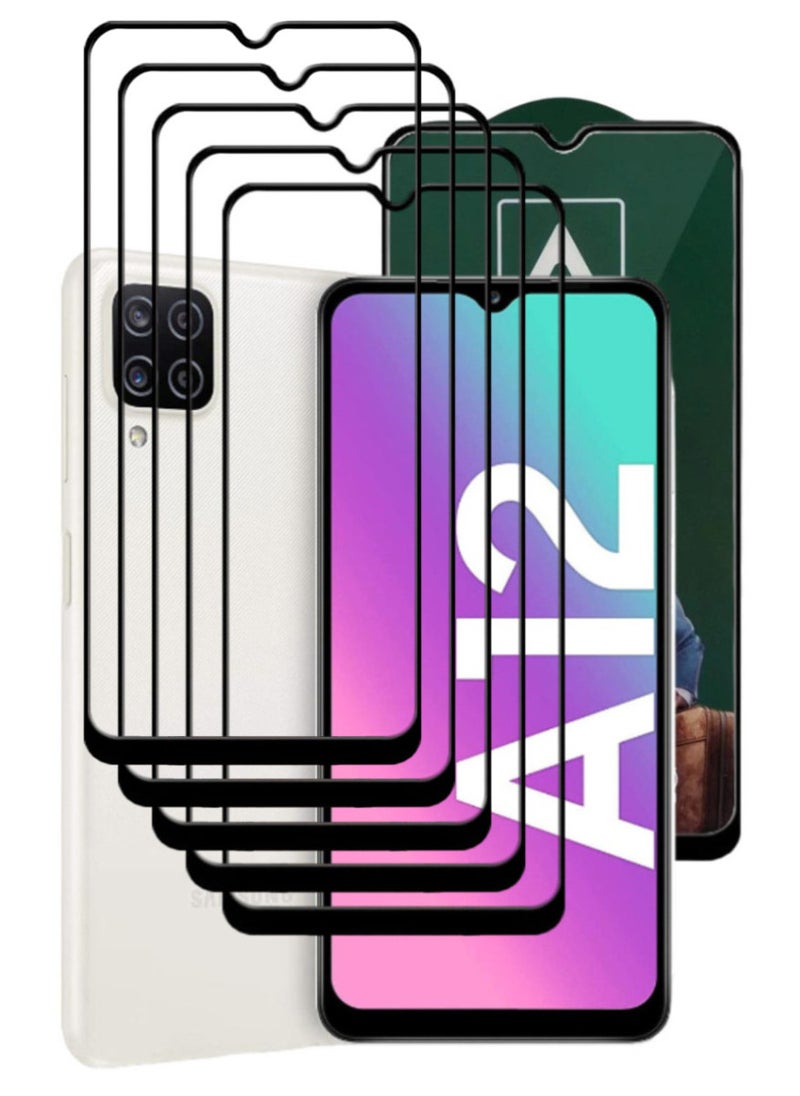 ACLIX 5 Pieces Antistatic ESD Dustproof Premium Quality High Definition Tempered Glass Screen Protector Designed For Samsung Galaxy A12 - Image 1