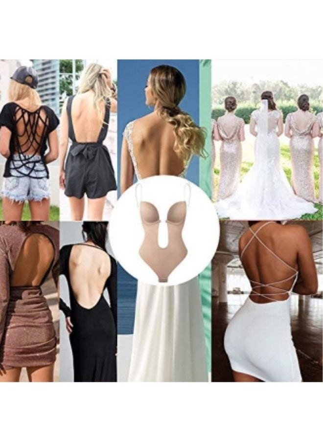 Generic - Strapless Backless Bras for Women Bodysuit,Seamless U Plunge Shapewear,Beige - Image 1