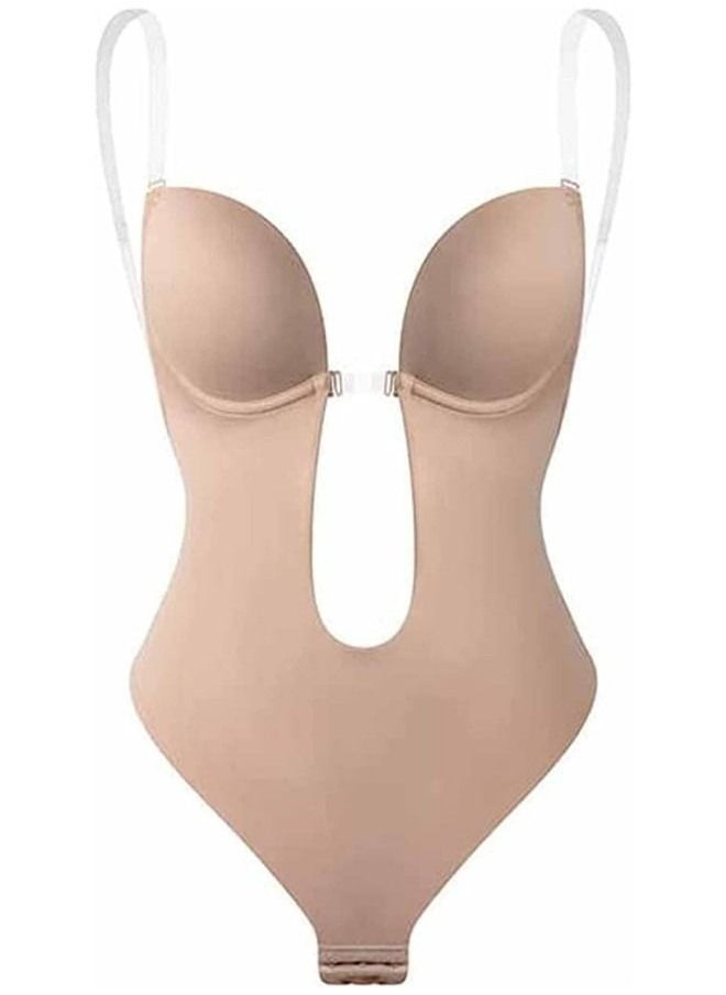 Generic - Strapless Backless Bras for Women Bodysuit,Seamless U Plunge Shapewear,Beige - Image 1