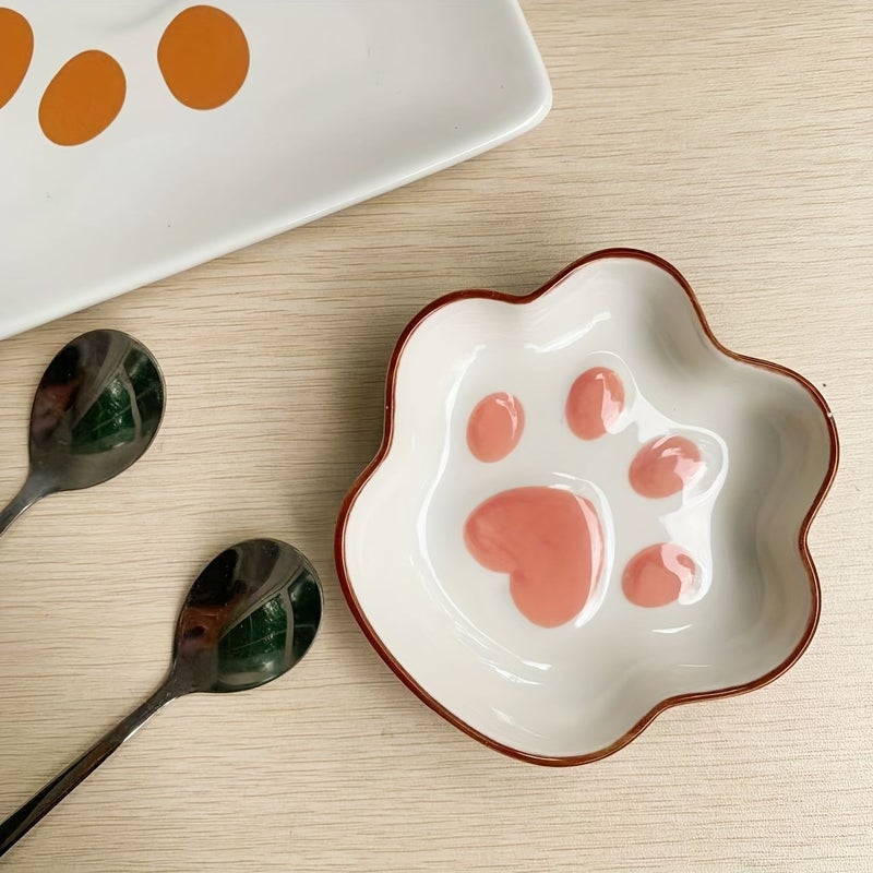Cat Theme Spoon Rest Snack And Fruit Plate With Stirring Spoon 2pcs Black - Image 5