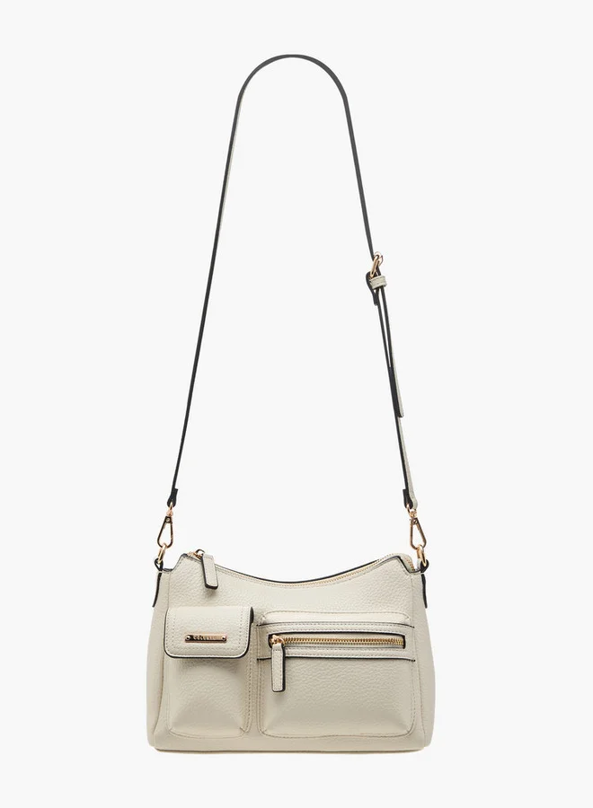 Celeste Textured Shoulder Bag with Detachable Strap and Zip Closure