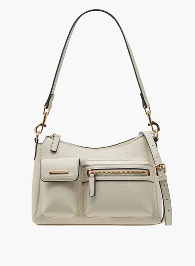 Celeste Textured Shoulder Bag with Detachable Strap and Zip Closure