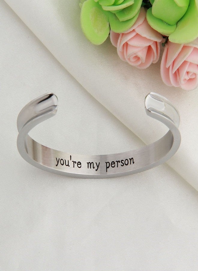WUSUANED You're My Person Hair Tie Grooved Cuff Bangle Bracelet Best Friend Gift For BBF Lovers Family (You're my person hair tie bracelet) - Image 4