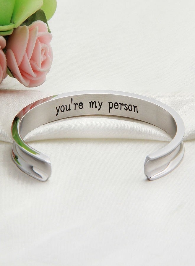 WUSUANED You're My Person Hair Tie Grooved Cuff Bangle Bracelet Best Friend Gift For BBF Lovers Family (You're my person hair tie bracelet) - Image 2