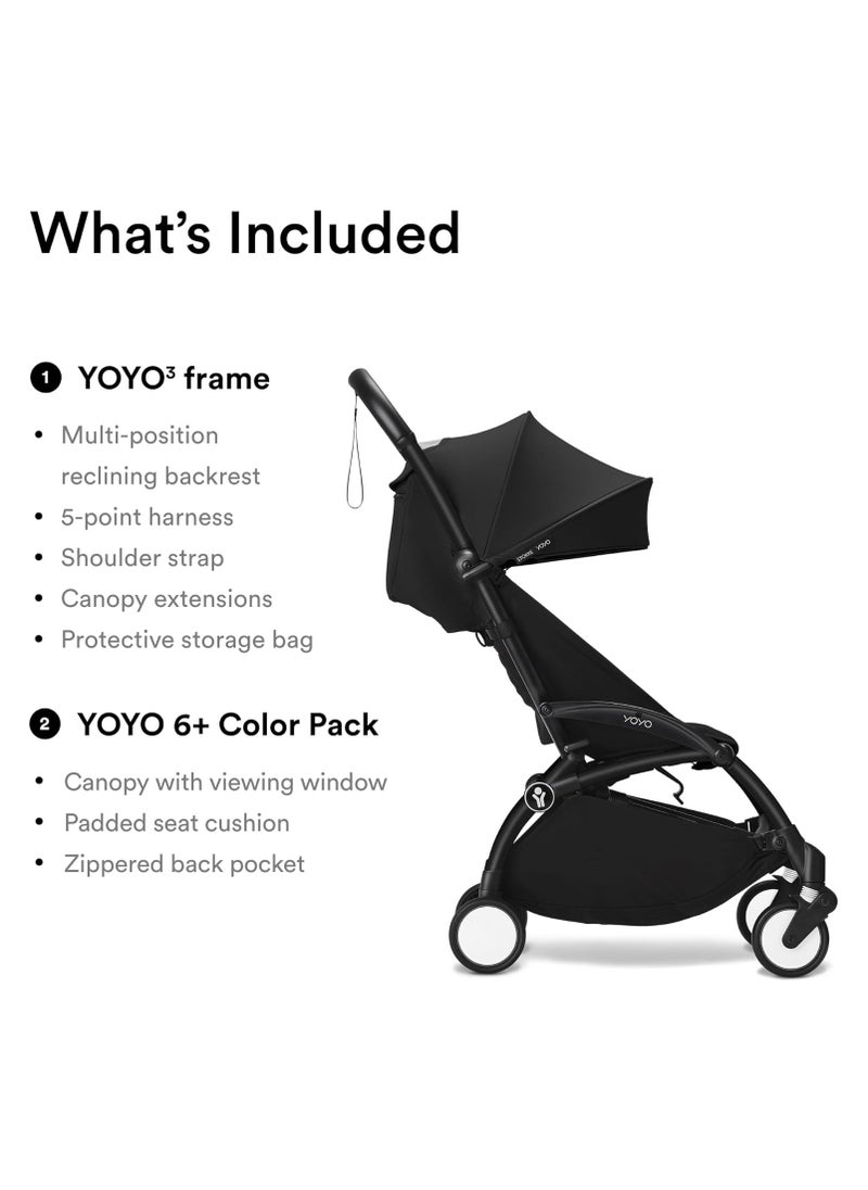 STOKKE - YOYO3 Complete Stroller Set - Black Frame With Colour Pack, 6+ Months - Black - Image 1