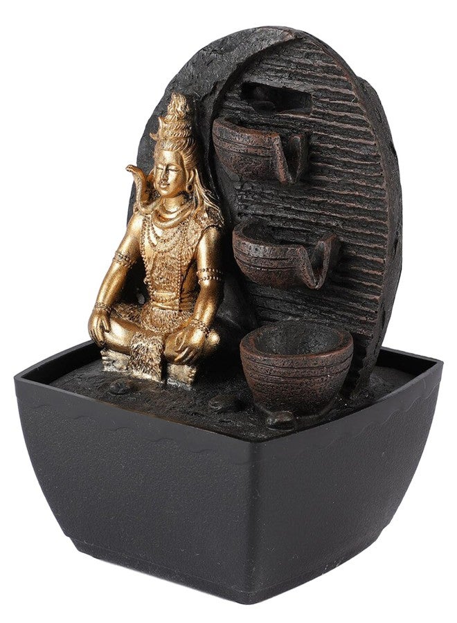 VIVARS نافورة مياه فيڤارس بتصميم الإله شيفا للمنزل والمكتب - نافورة طاولة بإضاءة LED ذهبية بنية اللون لغرفة المعيشة أو كهدية - Image 5