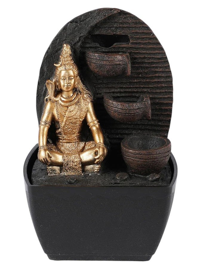 VIVARS نافورة مياه فيڤارس بتصميم الإله شيفا للمنزل والمكتب - نافورة طاولة بإضاءة LED ذهبية بنية اللون لغرفة المعيشة أو كهدية - Image 3