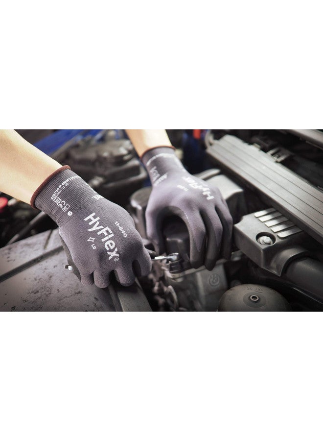 Ansell HyFlex 11-840 Ergonomic Abrasion-Resistant Nylon Spandex Nitrile Coated Industrial Gloves for Automotive, Fabrication - Med (8) Grey (12 Pairs) - Image 4